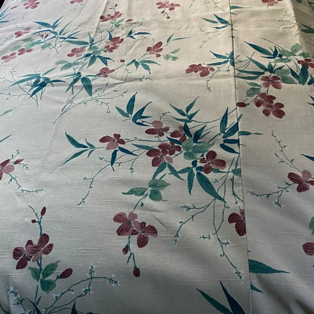Vintage Floral Drapery Curtain Fabric Panel Screen Print 75”x 79.5”
